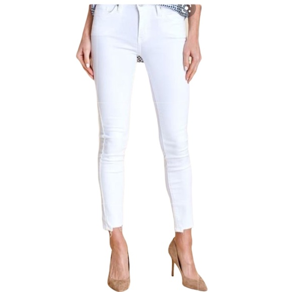 Just Black Denim - JUST BLACK Released Step Hem White Skinny Jeans